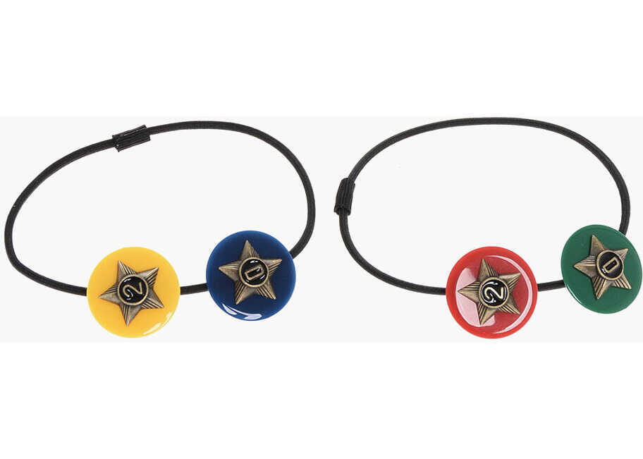 Caciuli DSQUARED2 Set Of 2 Hair Ties With Contrasting Details Black Femei (BM 18606541) 1