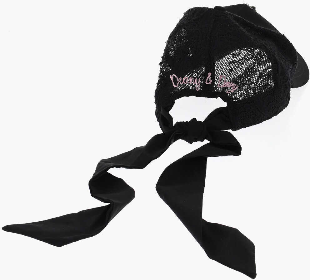 Caciuli DSQUARED2 Macrame Lace Solid Color Cap Black Femei (BM 18606553) 3