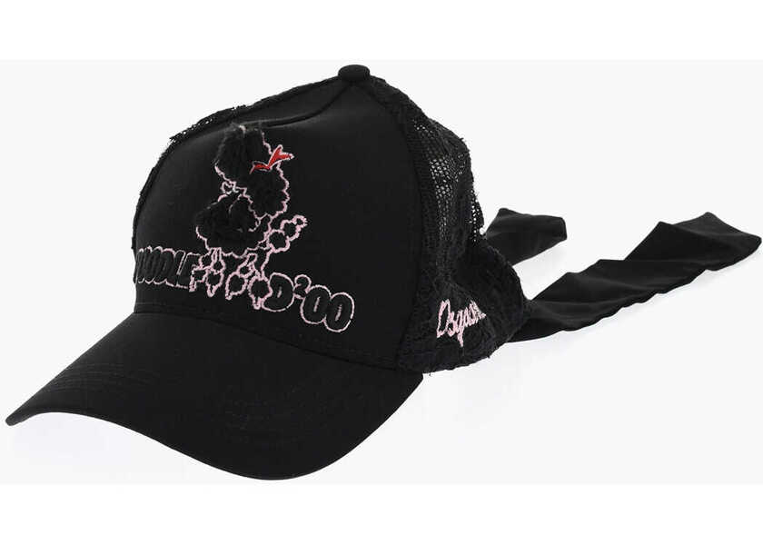 Caciuli DSQUARED2 Macrame Lace Solid Color Cap Black Femei (BM 18606553) 1