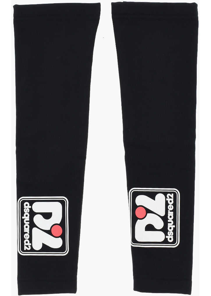 Manusi DSQUARED2 Logo Printed Solid Color Muffs Black Femei (BM 18606571) 1