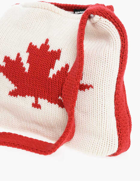 Genti tip postas DSQUARED2 Wool Crossbody Bag With Canadian Logo White Barbati (BM 18606580) 3