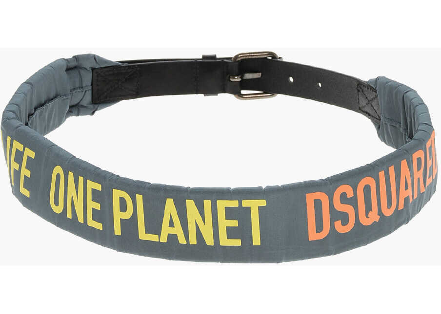Curele DSQUARED2 Padded Nylon One Life One Planet Belt With Contrasting Print Green Femei (BM 18606583) 4