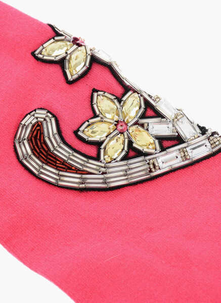 Sosete DSQUARED2 Cotton Blend Demie Long Socks With Jewels Pink Femei (BM 18606586) 2