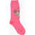 DSQUARED2 Cotton Blend Demie Long Socks With Jewels Pink