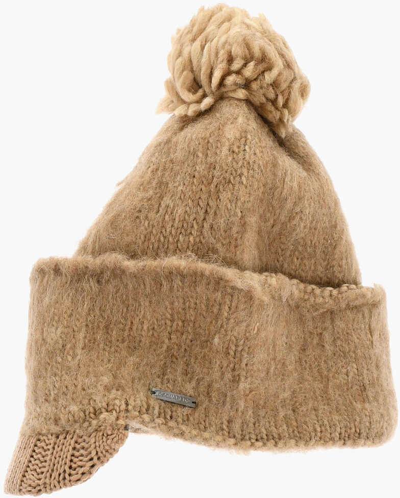 Caciuli DSQUARED2 Wool Blend Beanie With Visor Brown Femei (BM 18606589) 3