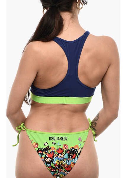 Bikini DSQUARED2 Solid Color Top Bikini With Cut-Out Detail Blue Femei (BM 18606592) 2