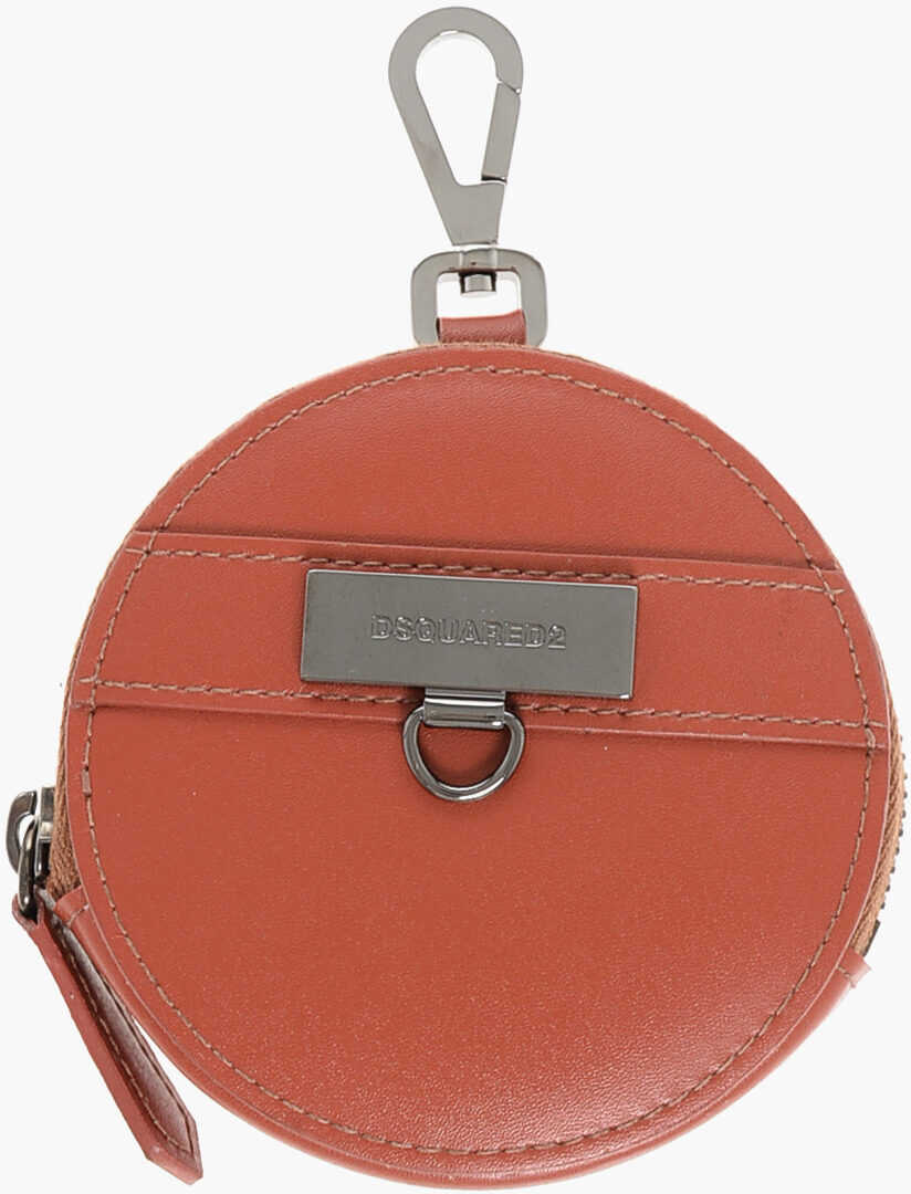 Portofele DSQUARED2 Leather Coin Purse With Snap Hook Orange Femei (BM 18606601) 1