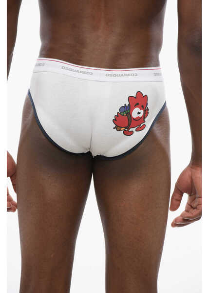 Lenjerie intima DSQUARED2 Printed Slip With Logoed Band White Barbati (BM 18606613) 2