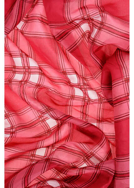 Fulare DSQUARED2 Checked Silk Foulard With Tassels Pink Barbati (BM 18606643) 3