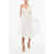 Elisabetta Franchi Tulle Flared Midi Dress With 3D Flowers White