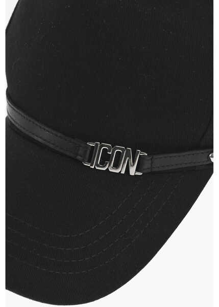 Caciuli DSQUARED2 Cotton Gabardine Icon Cap With Metal Detail Black Femei (BM 18606787) 2