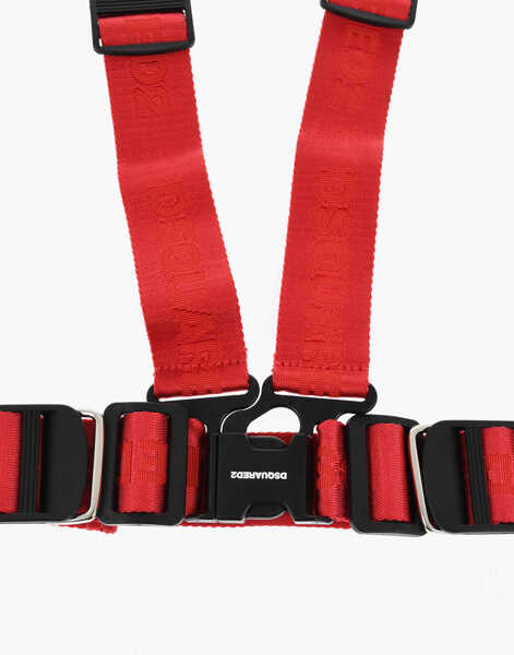 Curele DSQUARED2 Solid Color Logoed Fabric Harness Red Barbati (BM 18606793) 2