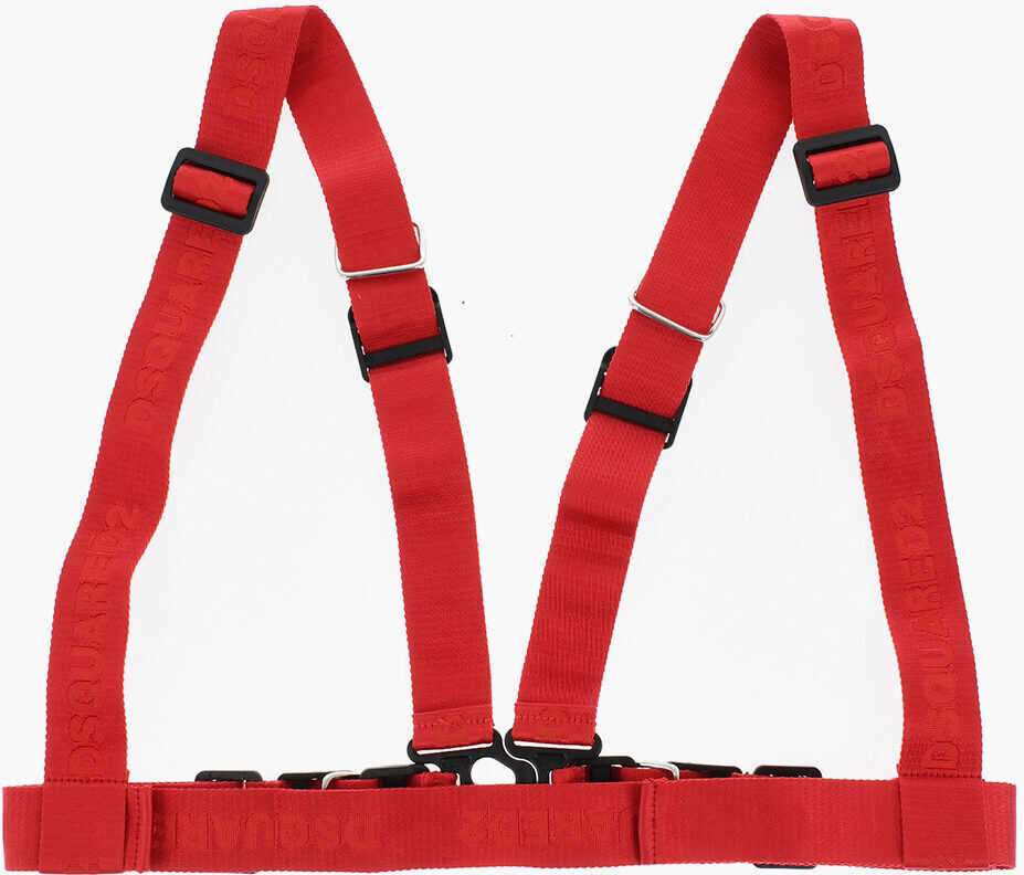 Curele DSQUARED2 Solid Color Logoed Fabric Harness Red Barbati (BM 18606793) 3