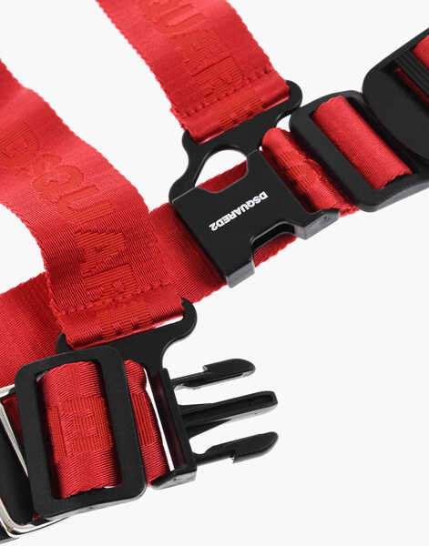 Curele DSQUARED2 Solid Color Logoed Fabric Harness Red Barbati (BM 18606793) 4