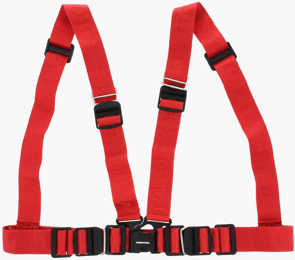 Curele DSQUARED2 Solid Color Logoed Fabric Harness Red Barbati (BM 18606793) 1