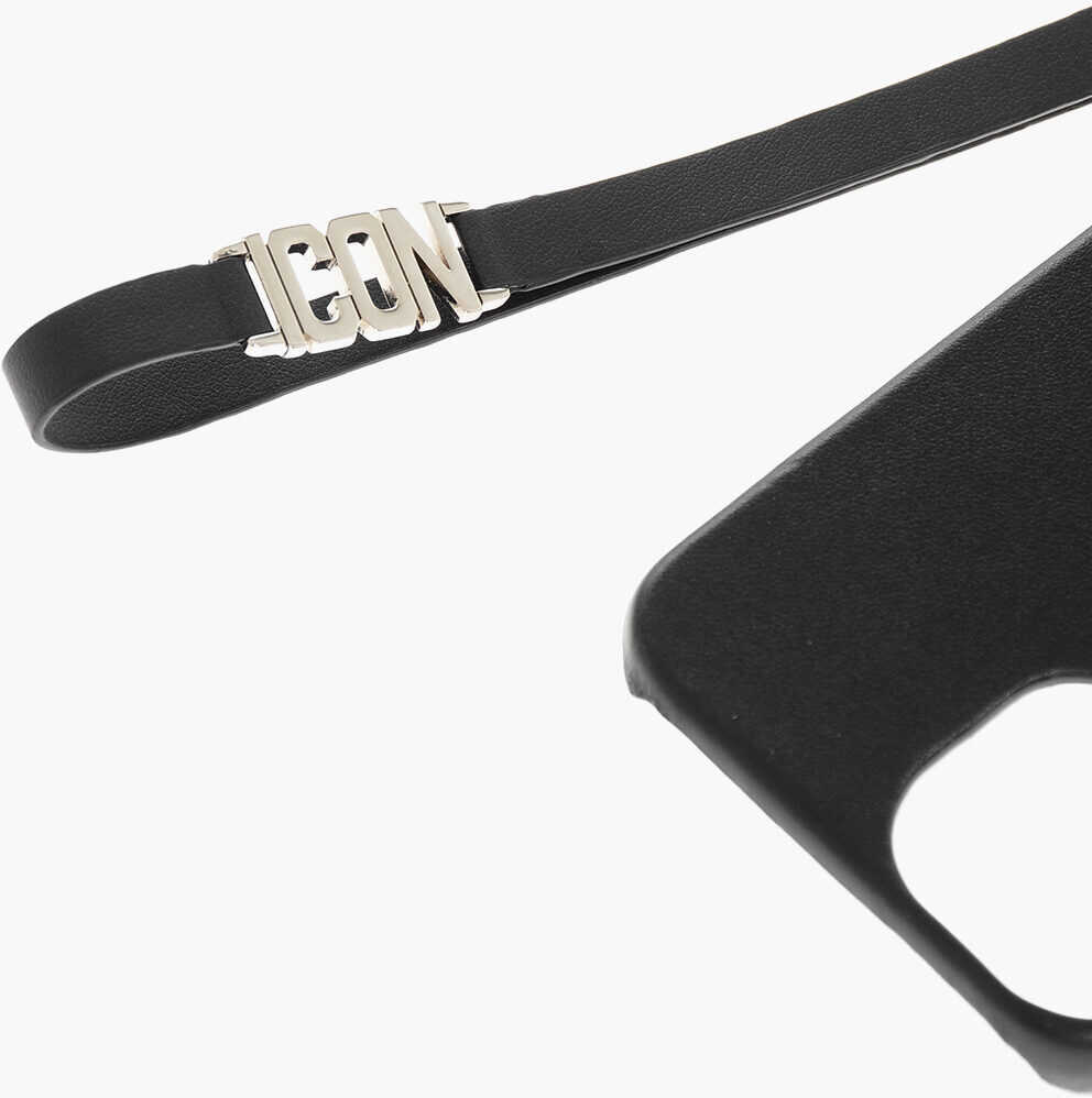 Huse mobil & tablete DSQUARED2 Faux Leather Iphone 13/14 Icon Case Black Femei (BM 18606805) 4