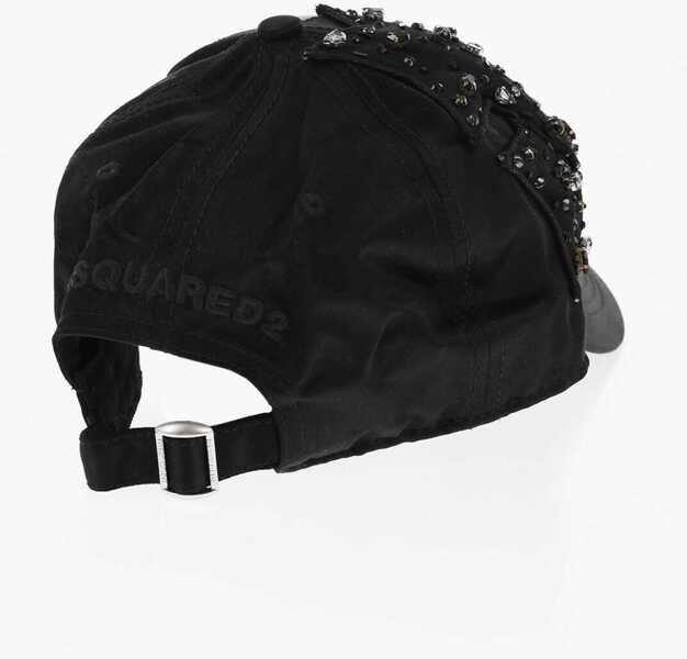 Caciuli DSQUARED2 Embellished Jewels Satin Cap Black Femei (BM 18606814) 3