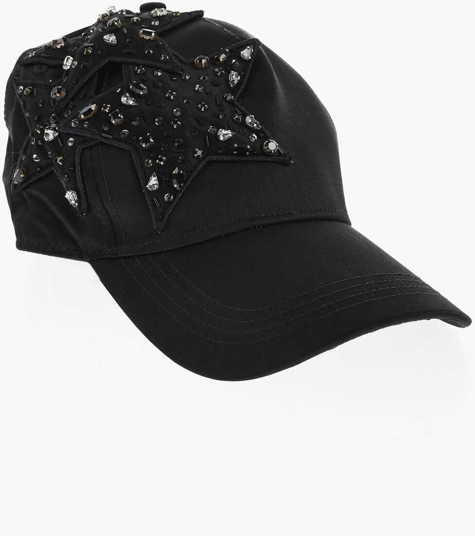 Caciuli DSQUARED2 Embellished Jewels Satin Cap Black Femei (BM 18606814) 1