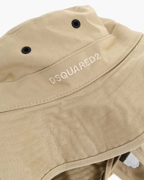 Caciuli DSQUARED2 Solid Color Cotton Bucket Hat Beige Barbati (BM 18606835) 2
