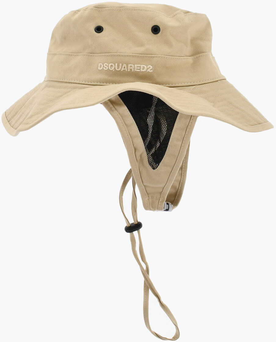 Caciuli DSQUARED2 Solid Color Cotton Bucket Hat Beige Barbati (BM 18606835) 1