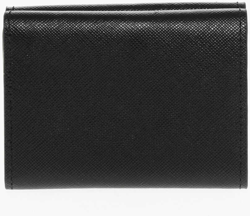 Portofele DSQUARED2 Saffiano Leather Tri-Fold Wallet With Coin Pocket And Silver Black Barbati (BM 18606841) 2