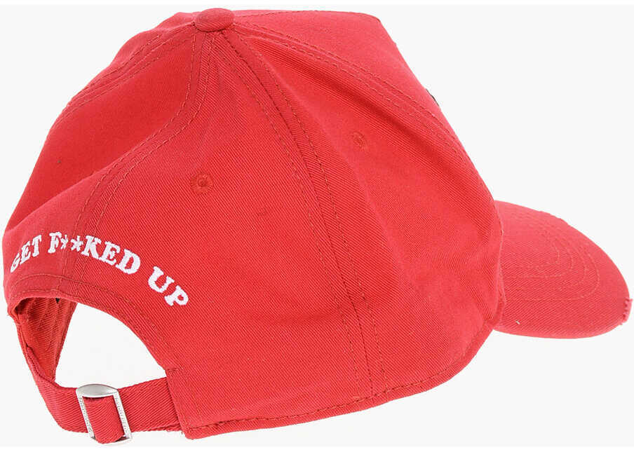 Caciuli DSQUARED2 Cotton Gabardine Could You Be Loved Cap With Embossed Detail Red Barbati (BM 18606844) 2