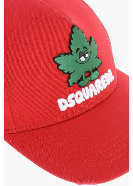 Caciuli DSQUARED2 Cotton Gabardine Could You Be Loved Cap With Embossed Detail Red Barbati (BM 18606844) 3