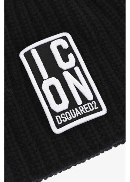 Caciuli DSQUARED2 Wool-And-Cashmere Beanie Icon With Embossed Logo Black Femei (BM 18606850) 2