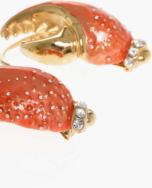 Cercei DSQUARED2 Crab Claw Shaped Rhinestone Clip-On Earrings Orange Femei (BM 18606856) 3