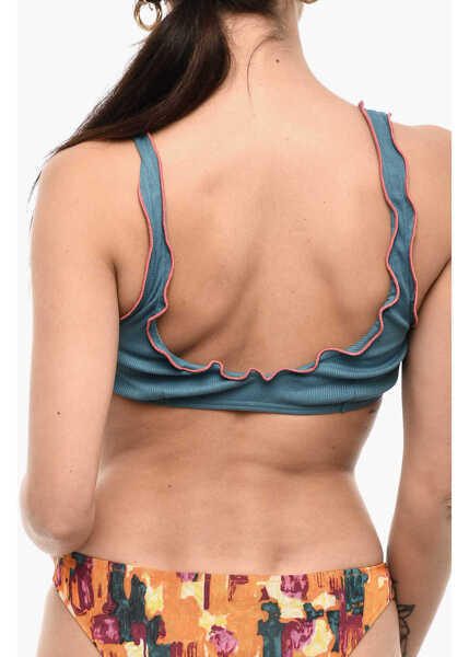 Sutiene DSQUARED2 Ribbed Bandeau Bikini Top With Contrasting Trim Blue Femei (BM 18606859) 2