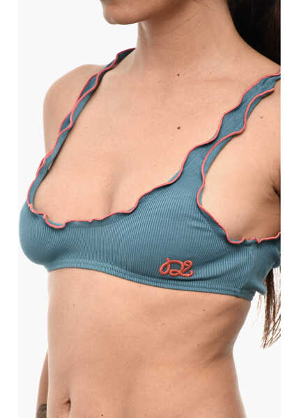 Sutiene DSQUARED2 Ribbed Bandeau Bikini Top With Contrasting Trim Blue Femei (BM 18606859) 3