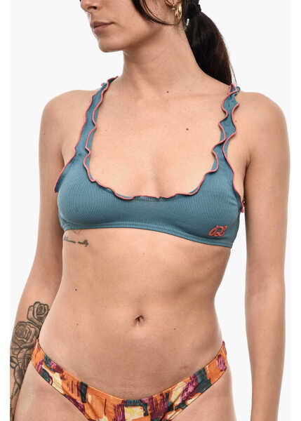 Sutiene DSQUARED2 Ribbed Bandeau Bikini Top With Contrasting Trim Blue Femei (BM 18606859) 1