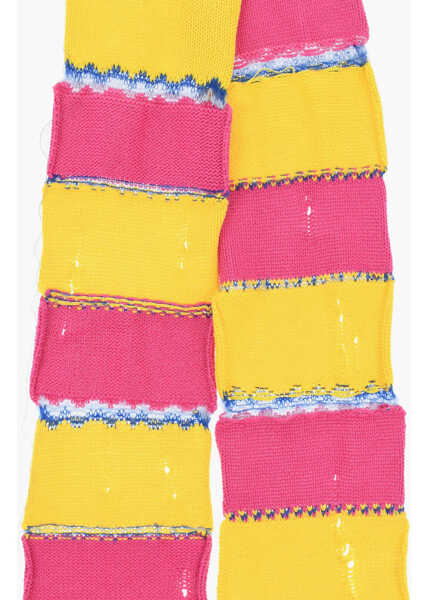 Esarfe DSQUARED2 Vintage Effect Striped Cotton Blend Scarf Yellow Barbati (BM 18606970) 3