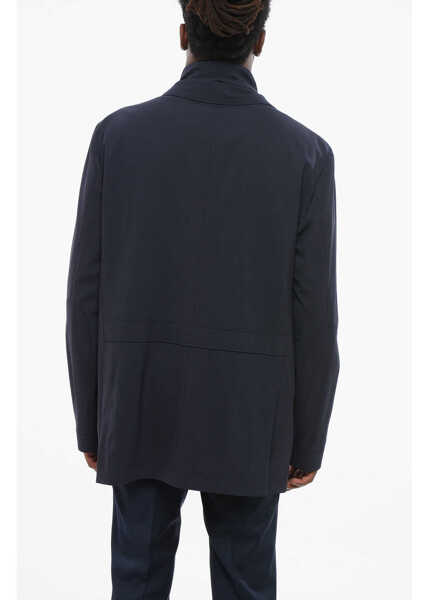 Paltoane CORNELIANI Single Breasted Wool Blend Coat With Chest Piece Blue Barbati (BM 18606994) 2