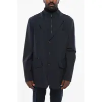 Paltoane Single Breasted Wool Blend Coat With Chest Piece Barbati