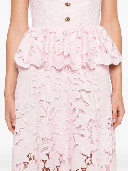 Rochii casual Self-Portrait Lace Midi Peplum Dress PINK Femei (BM 18607012) 5