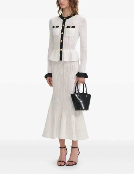 Rochii casual Self-Portrait Perforated Knit Midi Dress WHITE Femei (BM 18607096) 2