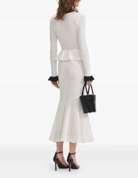 Rochii casual Self-Portrait Perforated Knit Midi Dress WHITE Femei (BM 18607096) 3