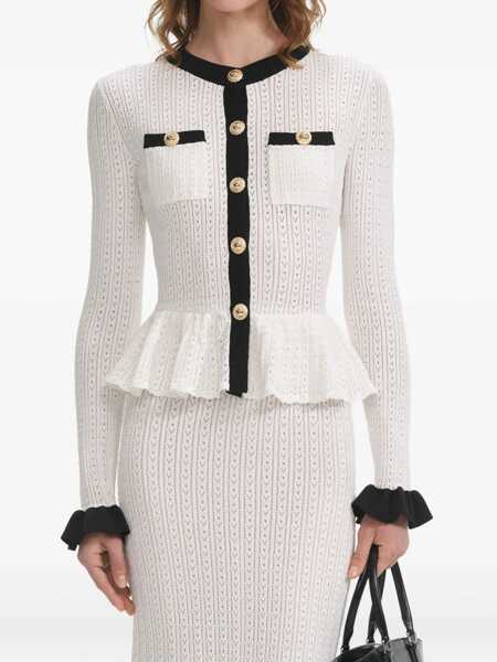 Rochii casual Self-Portrait Perforated Knit Midi Dress WHITE Femei (BM 18607096) 4