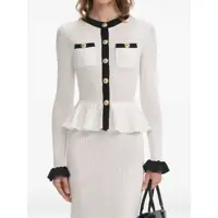 Rochii Dama - Rochii casual Self-Portrait Perforated Knit Midi Dress WHITE Femei (BM 18607096) - B-mall.ro