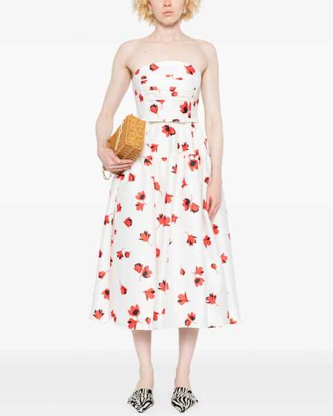 Rochii casual Self-Portrait Midi Dress With Floral Print WHITE Femei (BM 18607144) 2