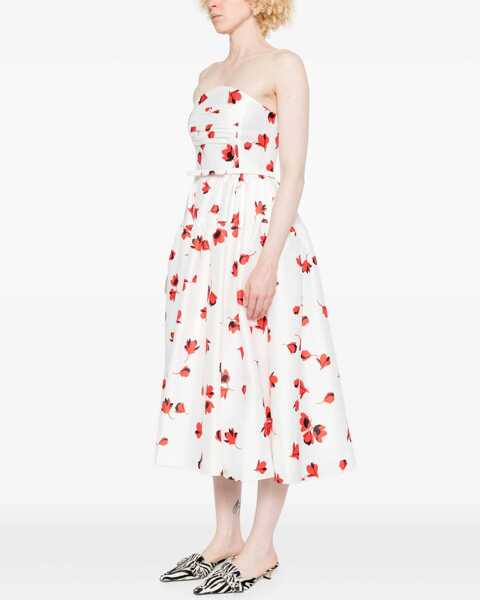 Rochii casual Self-Portrait Midi Dress With Floral Print WHITE Femei (BM 18607144) 3