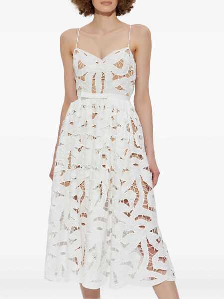Rochii casual Self-Portrait Embroidered Midi Dress With Bow WHITE Femei (BM 18607156) 2