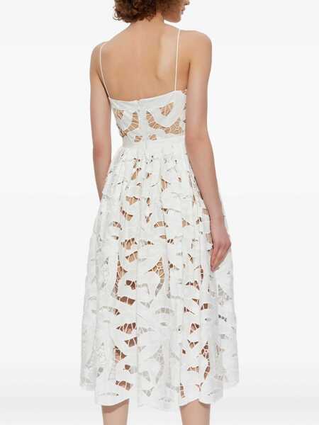 Rochii casual Self-Portrait Embroidered Midi Dress With Bow WHITE Femei (BM 18607156) 3