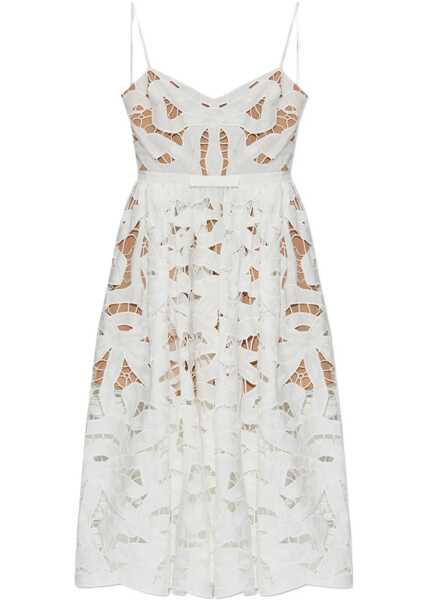 Rochii casual Self-Portrait Embroidered Midi Dress With Bow WHITE Femei (BM 18607156) 1