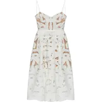 Rochii casual Embroidered Midi Dress With Bow Femei