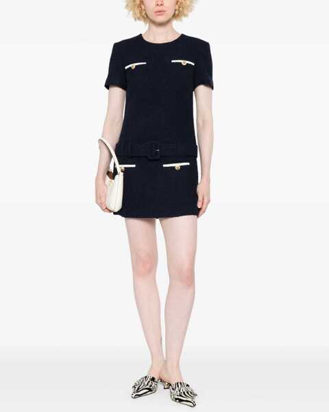 Rochii casual Self-Portrait Mini Boucle Dress BLUE Femei (BM 18607177) 2