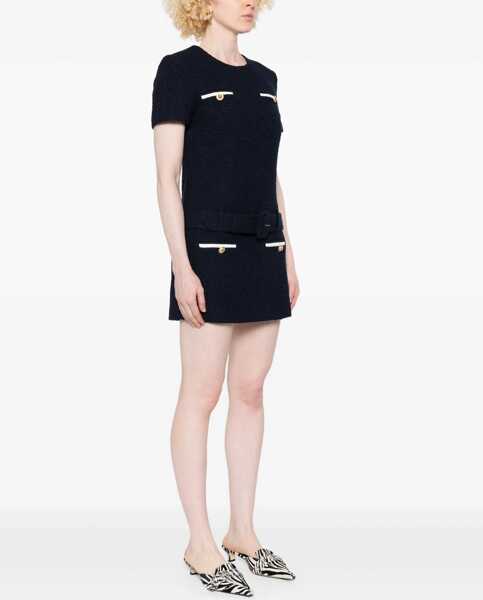 Rochii casual Self-Portrait Mini Boucle Dress BLUE Femei (BM 18607177) 3