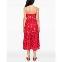 Rochii casual Dama - Rochii casual Self-Portrait Embroidered Midi Dress With Bow RED Femei (BM 18607183) - B-mall.ro