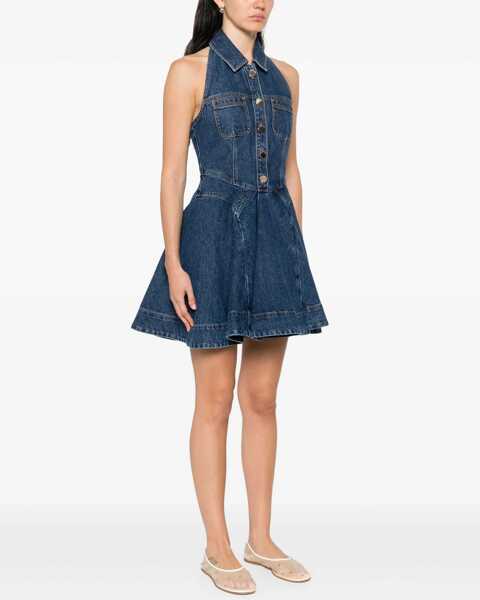 Rochii casual Self-Portrait Denim Flared Mini Dress DENIM Femei (BM 18607222) 3